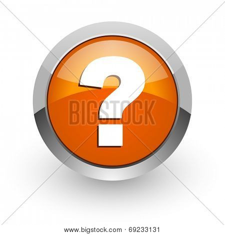 question mark orange glossy web icon