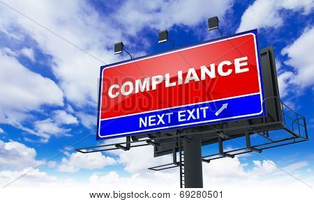 Compliance Inscription on Red Billboard.