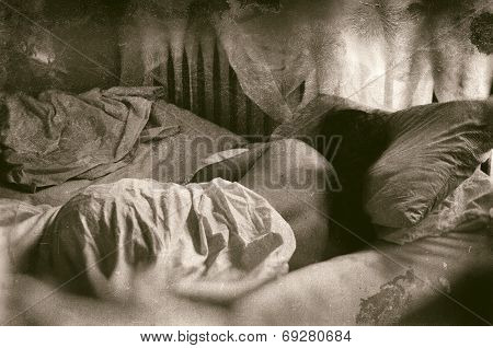 Sleeping Woman Faux Vintage Wet Plate