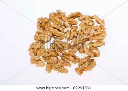cracked walnut isolated on the white background
