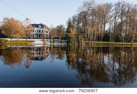 Historic Estate At The Water In Wintertime