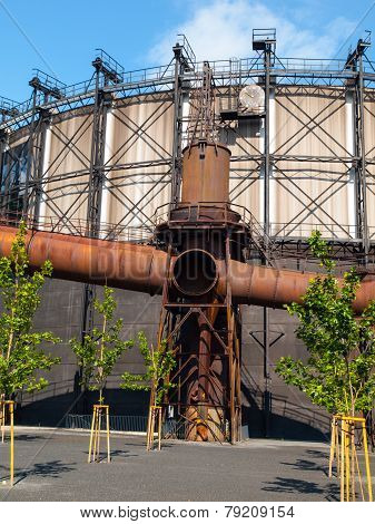 Gasholder in the industrial zone