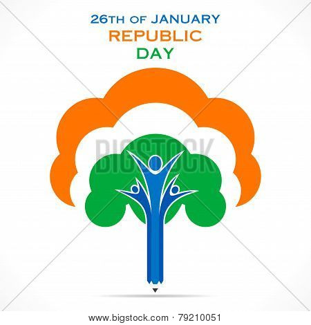 creative republic day greeting design with tree or unity concept design vector