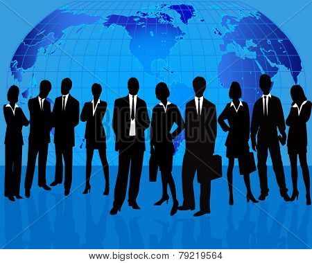 Business Team Manager Introducing Project - vector silhouette illustration