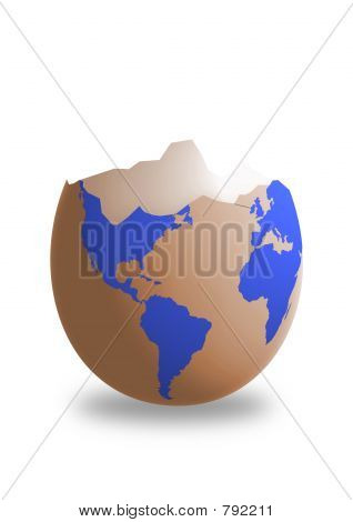 World map on egg
