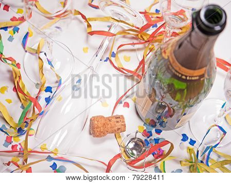 Open bottle of champagne