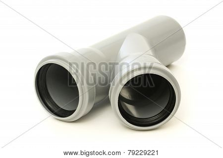 New gray drain pipe, isolated on white