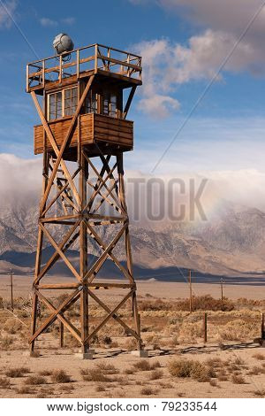 Guard Tower Searchlight Manzanar National Historic Site California Rainbow