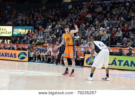 VALENCIA, SPAIN - DECEMBER 30: Vives (16) during Spanish League match between Valencia Basket Club and Juventut at Fonteta Stadium on December 30, 2014 in Valencia, Spain