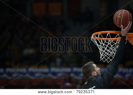 VALENCIA, SPAIN - DECEMBER 30: Juventut player during Spanish League match between Valencia Basket Club and Juventut at Fonteta Stadium on December 30, 2014 in Valencia, Spain