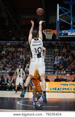 VALENCIA, SPAIN - DECEMBER 30: Miralles during Spanish League match between Valencia Basket Club and Juventut at Fonteta Stadium on December 30, 2014 in Valencia, Spain