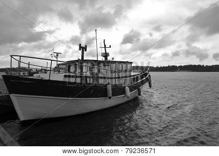 Small Ship In Lappeenranta Harbor.
