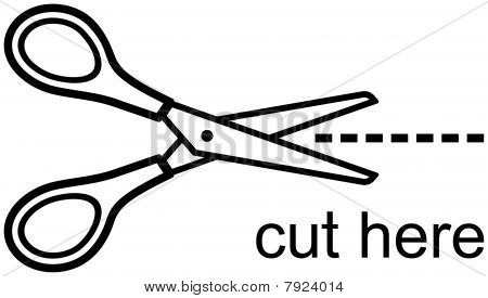 Nůžky - Cut here (vektor)