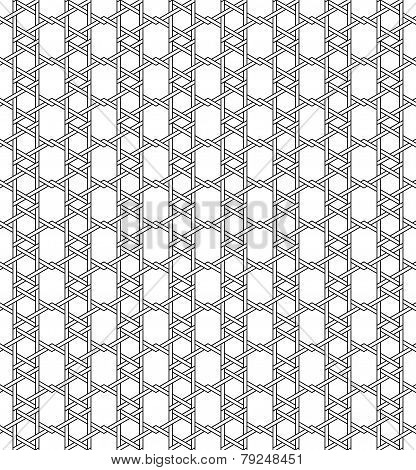Black And White Geometric Seamless Pattern With Weave Style.