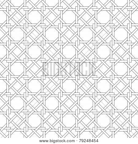 Black And White Geometric Seamless Pattern With Weave Style.