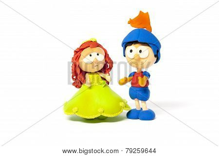 Sad Princess And Happy Prince On White