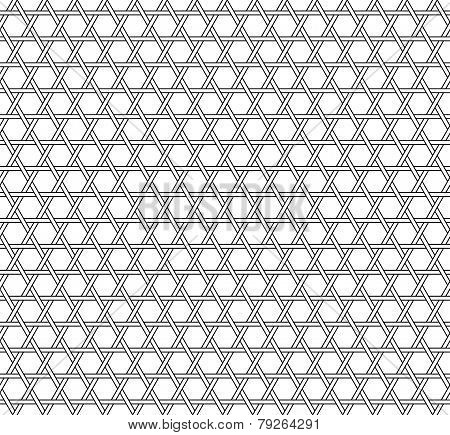 Black And White Geometric Seamless Pattern With Weave Style.