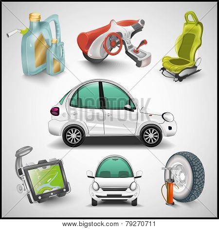 Car and accessories vector