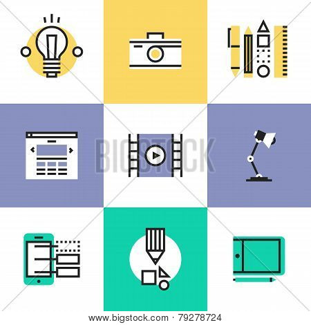 Web And Graphic Design Pictogram Icons Set