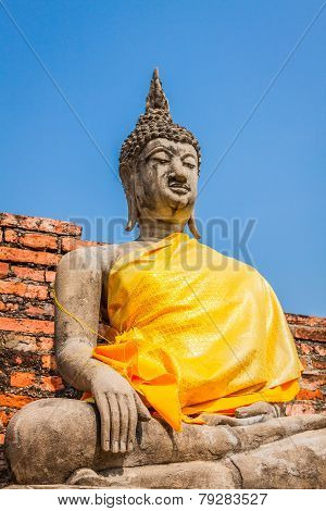 Buddha Statue Portrait Wat Yai Chai Mongkhon Ayutthaya Bangkok Thailand