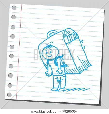 Schoolkid with big school bag