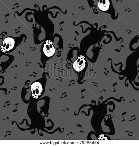 dancing death seamless pattern cartoon