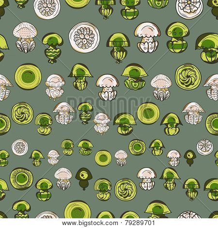 Seamless pattern with cartoon jellyfish