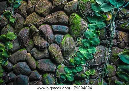 Green stone wall