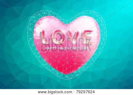 Polygon Heart And Love Text.abstract Love Valentine's Day Cards