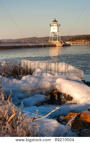 Grand Marais Light Lake Superior Cook County Minnesota Usa