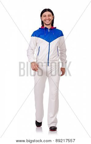 A man in white sportswear isolated on white