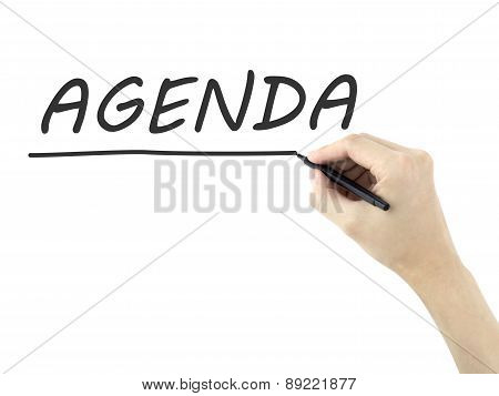 Agenda Word Written By Man's Hand