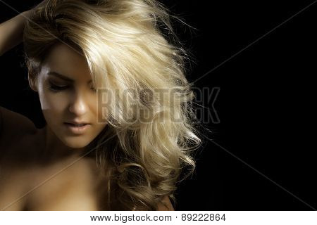 Sexy Blonde Latina With Hand On Head