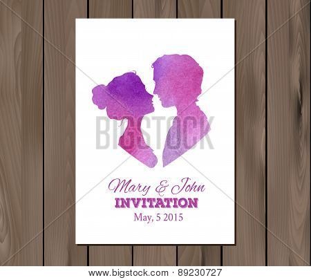 Vector save the date wedding invitation with watercolor elements