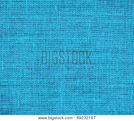 Bright cerulean color burlap texture background