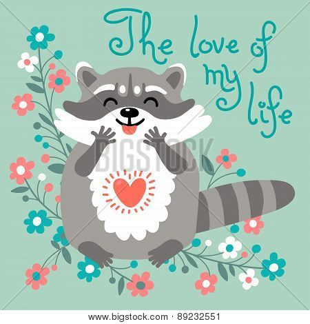 Cute raccoon confesses his love.