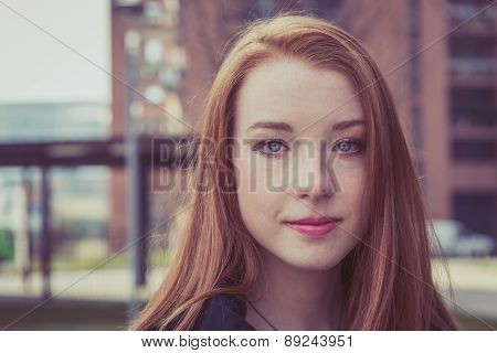 Beautiful Girl Posing In The City Streets
