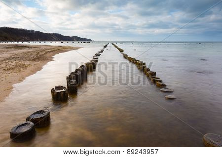 Baltic Sandy Coast With Old Military Buildings From World War Ii