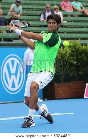 Fernando Verdasco backhand slice at the base line