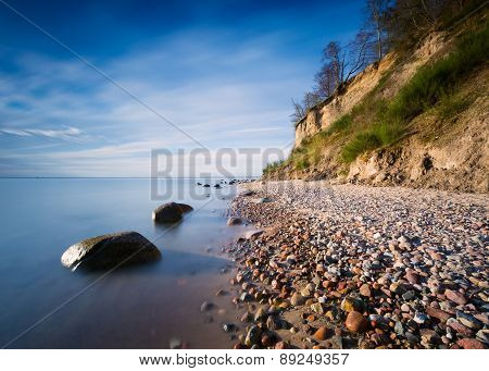Beautiful Baltic Sea Shore With Big Cliff In Gdynia Orlowo