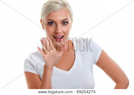 woman showing stop gesture