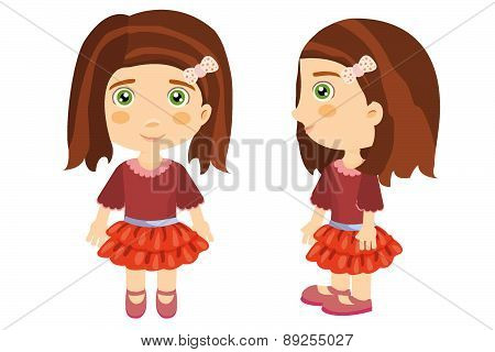 Brown haired girl front and side