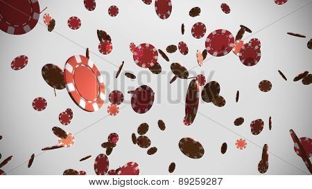 Red Casino Chips White Background