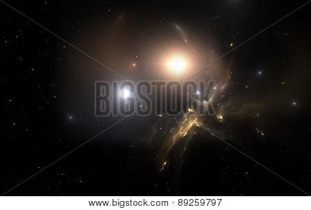 Two Stars Orbit About Their Common Center Of Mass
