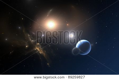 The Extrasolar Planet And Two Stars Orbit About Their Common Center Of Mass