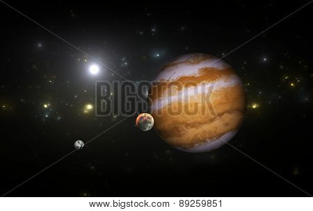 Extrasolar Planet With Moons.