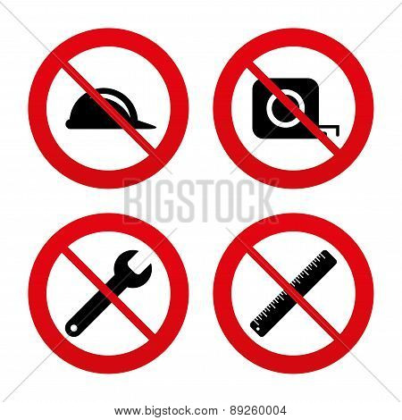 Construction helmet and ruler, roulette icons.