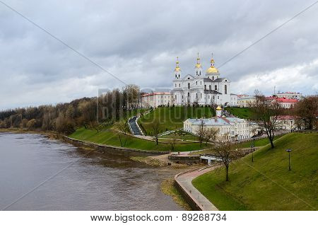 Holy Dormition Cathedral On Uspenskaya Mountain Above Western Dvina