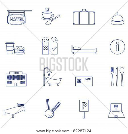 Hotel And Motel Simple Outline Icons Eps10