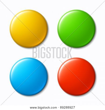 Set of blank, colorful badges. Vector.